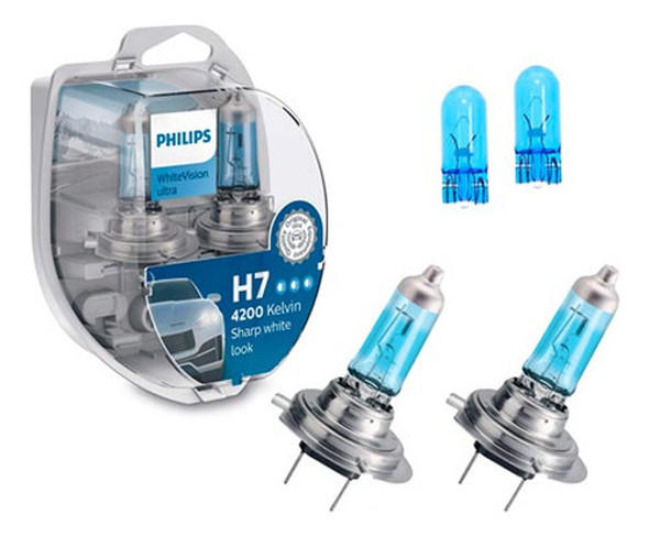 Lampara Philips H7 White Vision Ultra + W5w 0