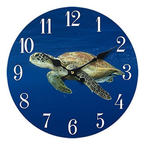 Sea Creations - Reloj De Pared De Madera De Tortuga De 13.0. 0