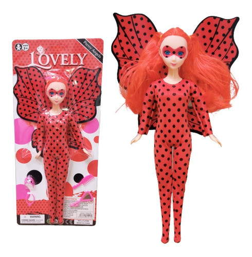 Muñeca Hada Mariposa Con Antifaz Y Accesorios Traje Entero 0