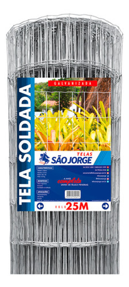 Tela Soldada Galvanizada Fio 1,65mm 25x1,00 - São Jorge 0