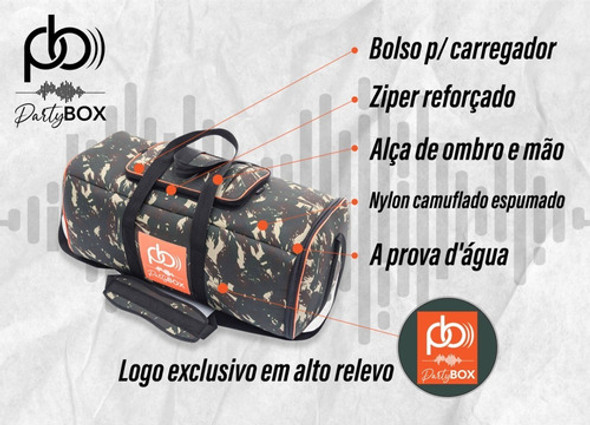 Case Bolsa Bag Jbl Partybox 300 Camuflada Acolchoada Premium 1