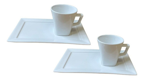Set X2 Taza De Te O Cafe C Leche C Plato Rectan Blanc Oxford 0