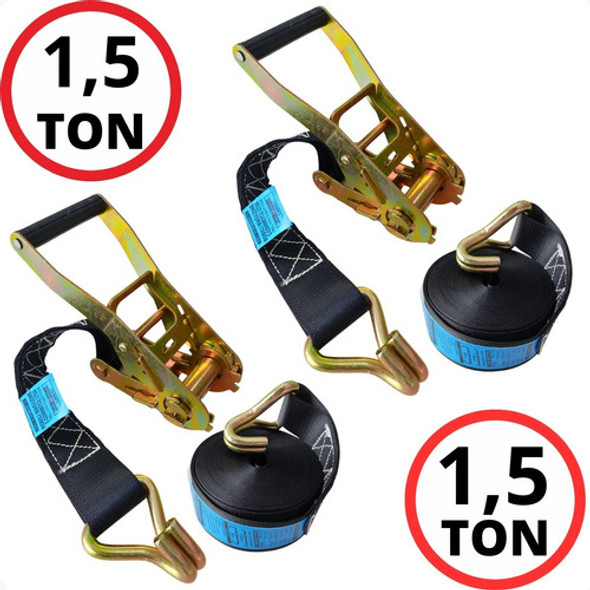 Cinta Catraca De Amarração Carga Kit 2 Jogos 1,5 Toneladas 1