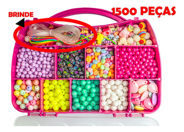 Kit Biju Miçangas Pulseiras Coloridas Infantil Artesan1500pç 1