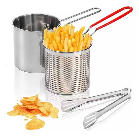 Panela De Fritura Profunda Com Filtro, Cesta Tong Stainless 1