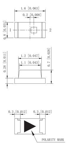 10 Led Smd (0603) 160mcd 120° Blanco Calido 1.6x0.85mm 1