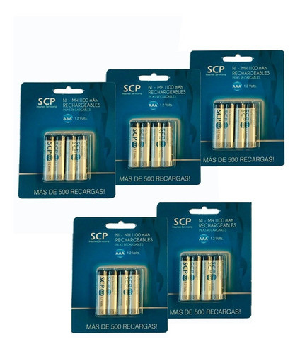 Combo 5 Blister - 20 Pilas Aaa Recargables 1100 Mah Cuota 0