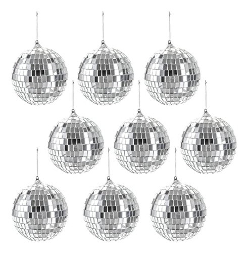 Suwimut 9 Piezas Mirror Disco Ball, 4 Pulgadas Silver Hangin 0