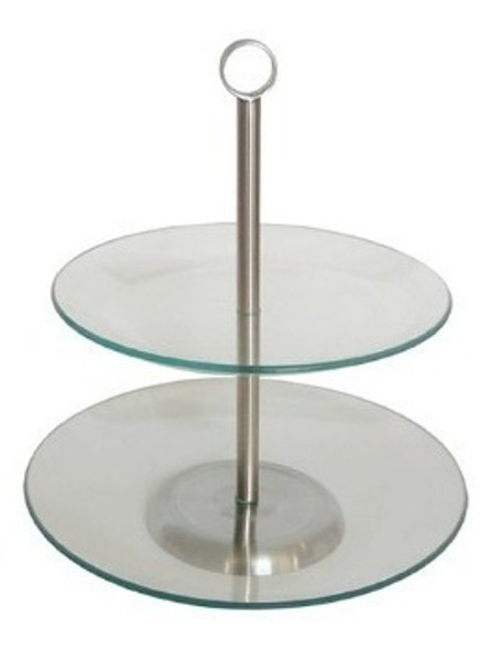 Base De Torta 2 Pisos Exhibidor Vidrio 24 Cm 1