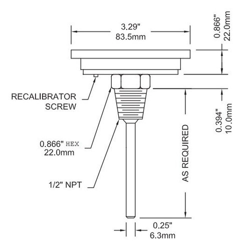 Termómetro Bimetalico Acero Inox. 75mm 0/150°c  Tbm30025b32 1