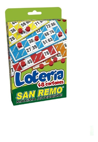 Lotería San Remo Con 48 Cartones De Colores Y 90 Fichas 0