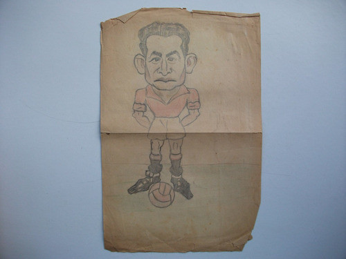 Bello Y Antiguo Dibujo De Un Jugador De Fútbol - Años '40 0