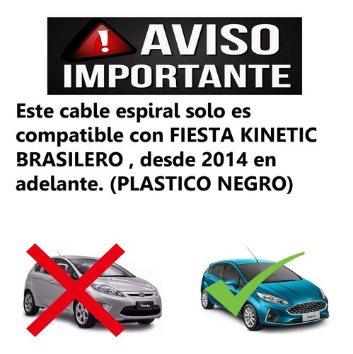 Cable Espiral Airbag Ford Fiesta Kinetic Brasilero 2014/... 1