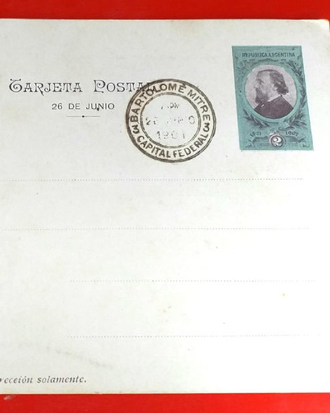 Tarjeta Postal Argentina 2 Centavos 1901 Acorazado Belgrano 1