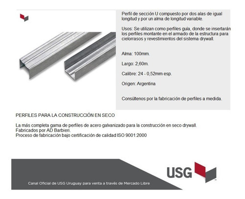Solera 100mm X 2,60m Cal 24 - 0,52mm Esp. 1