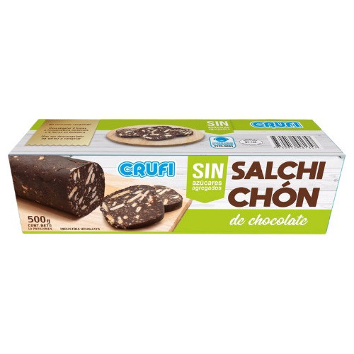 Salchichón De Chocolate Crufi Sin Azúcar 500g 0