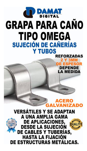 Grampa Abrazadera Omega Para Caño De Pvc 125 Mm Metal 1
