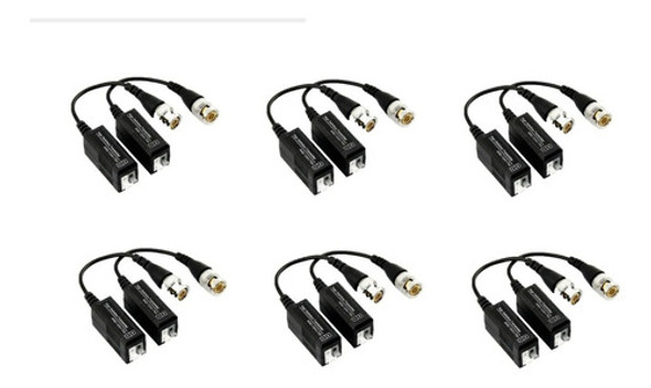 6 Pares Video Balun Camera Cftv Conversor Utp Hd Tvi Cvi Ahd 0