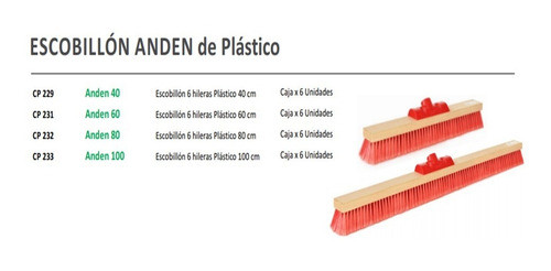 Escobillon Anden De Plastico 80 Cm Caja Cerrada X 6 Unidades 1