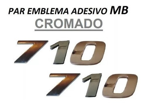 Par Emblema Caminhão Mb 710 Adesivo Cromado Lateral (2pç) 1