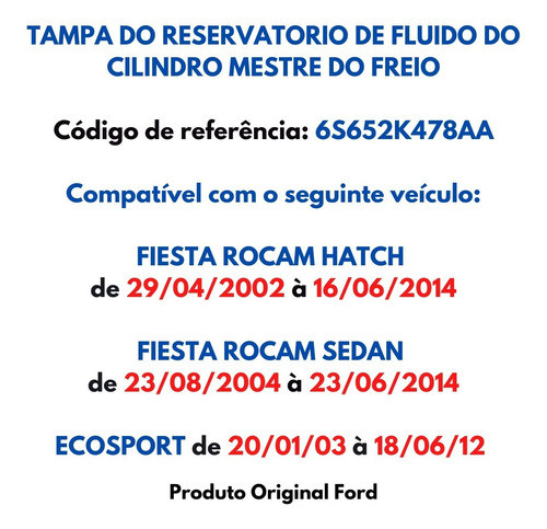 Tampa Reservatório De Oleo Freio Ecosport De 2003 À 2012 1