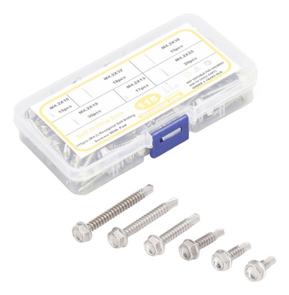 Parafuso Autoperfurante 115 Unidades Hex M4.2 304 De Aço Ino 1