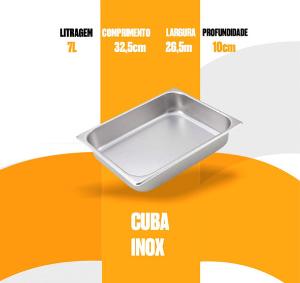 Kit C/ 4 Cubas Gn Gastronômicas Rechaud Buffet Inox 1/2x100 1