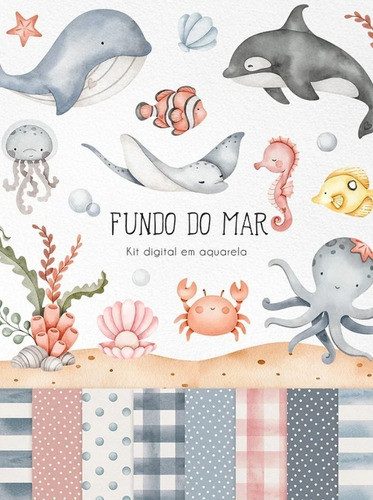 Kit Imagenes Png Cliparts Animales Mar Oceano Acuarela Ni14 0