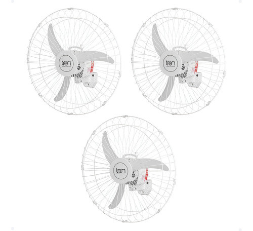 Kit 3 Ventiladores Oscilante De Parede Bivolt Branco 140w 0