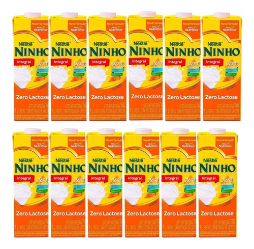 Leite Uht Integral Zero Lactose Nestlé Ninho Forti+ Kit C/12 0