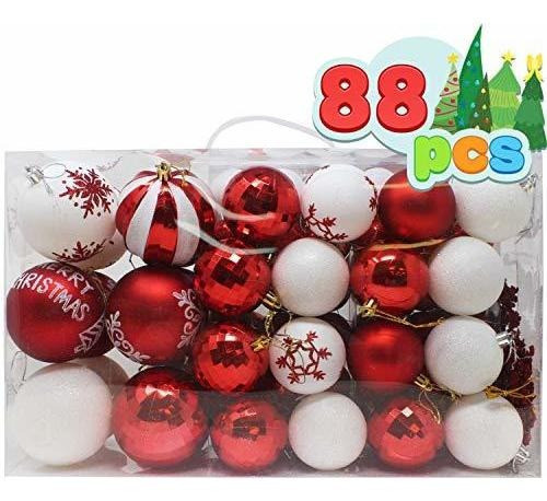 Bolas De Arbol De Navidad -88u Rojo-blanco /3-6-8cm 0