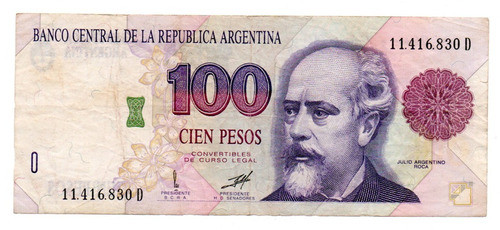 Billete Argentina 100 Pesos Convertibles 1º Dis Bot 3086 Mb- 0
