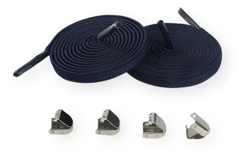 Cadarço Elástico Tênis Plano Com Presilha Azul Marinho 100cm 0