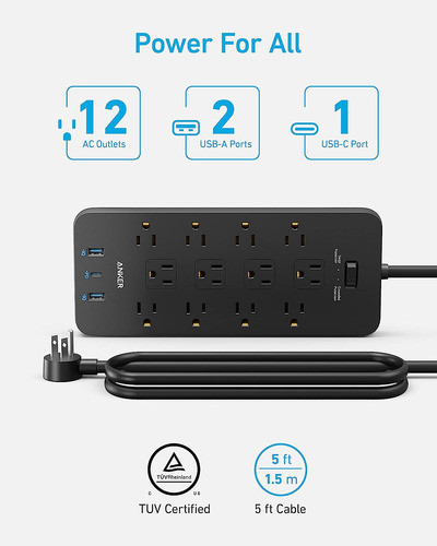 Protetor De Sobretensão Power Strip (2100j), Tomadas Anker 1 1