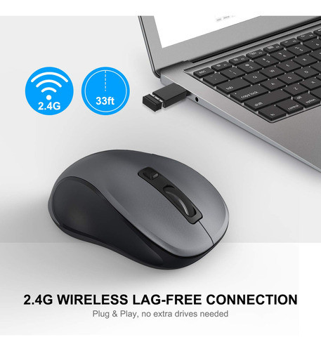 Wisfox  Mouse Inalmbrico De 2.4g Para Porttil, Mouse Ergonmi 1