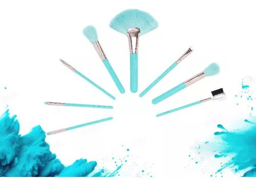 Set X 8 Brochas Maquillaje Pinceles Cejas Pestañas 1