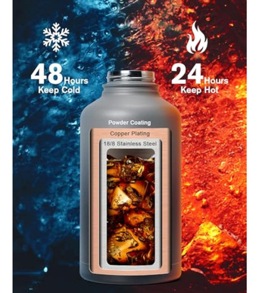 Botella De Agua Aislada De 64 Onzas, Frasco De 1