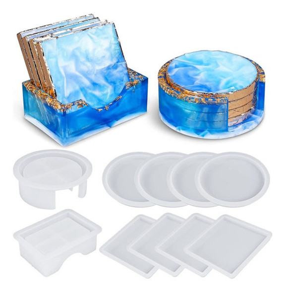 10 Conjunto Molde Para Porta Copos Silicone Quadrado Redondo 0