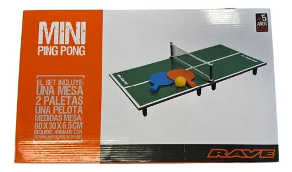 Juego Mini Ping Pong De Mesa Rave Familiar 60x30cm 0