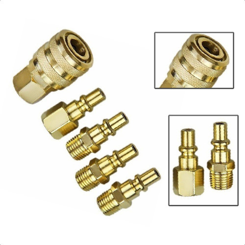 Jogo Engate Rápido Mangueira Ar Pneumático 1/4 Com 5 Peças 0