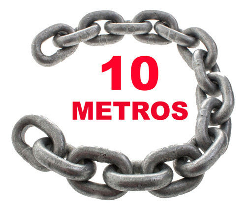 Kit 10 Metros Corrente 6 Mm Calibrada Galvanizada Para Talha 0