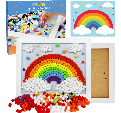 Kit De Arte De Pintura Funto Con 1100 Pom Poms Coloridos 0