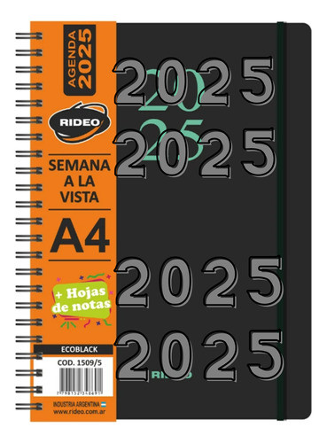 Agenda Rideo 2023 A4 Semanal Tapa Plástica 21 X 30 Cm 0