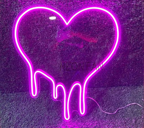 Cartel Corazón Derretido Neon Led Acrilico Transparente 1