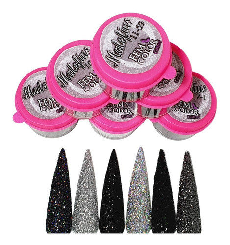 Gibre Glitter Decoracion Uñas Nails Negro 7-1 Femcolor 1