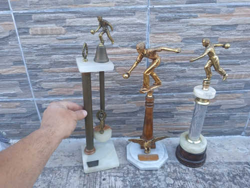 3 Antiguos Trofeos Copas De Bochas Años 1974/75 0