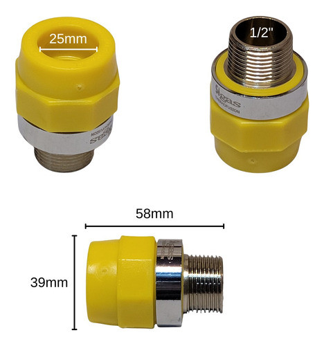 Cupla 25x1/2 Sigas Rosca Macho Termofusion Gas Dema 1