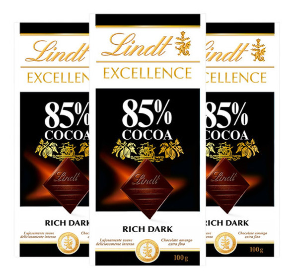 Lindt 85 % Excellence 100 Gr. Origen Suizo Pack X3 0 Lindt 85 % Excellence 100 Gr. Origen Suizo Pack X3 0