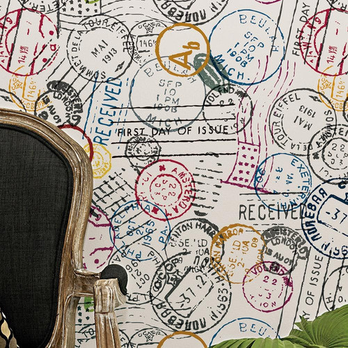Papel Parede Carimbo De Viagem Sala Quarto Adesivo Rolo 1,5m 1