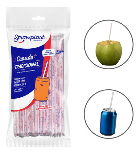 2.000 Canudo Plástico 5mm Sachê Individual Refrigerante Coco 0
